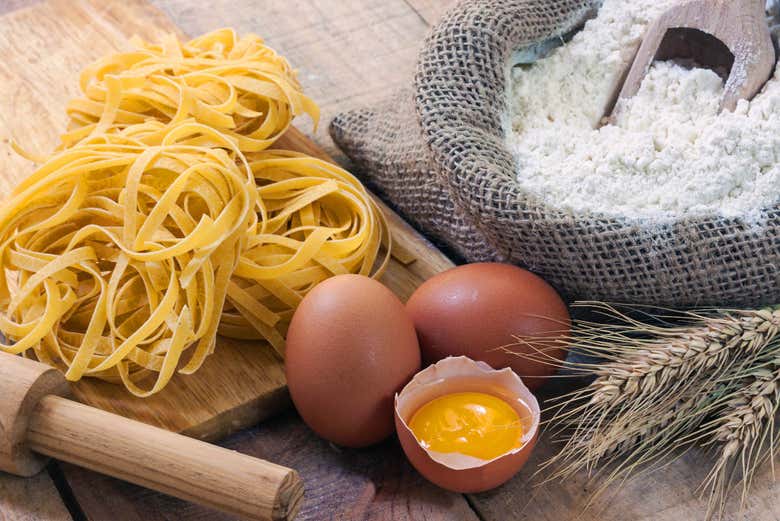 Ingrédients pour élaborer les tagliatelles